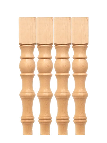 Unfinished Hand Turned Dining Table Legs