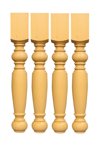 29" Unfinished Solid Knotty pine dining Table Legs -Style: TL 1243