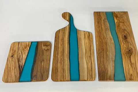 Olive Wood Epoxy River Serving Board / Cheese Tray / Charcuterie Board - tablelegssite.com